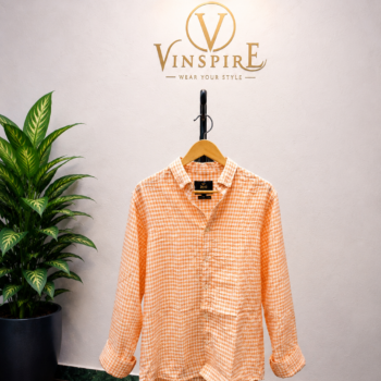 light orange checked cotton shirt VINSPIRE