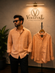 Light Orange Checked Cotton Shirt – Wrinkle-Free
