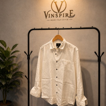 VINSPIRE white linen cotton full sleeve shirt