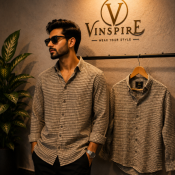 checked cotton shirt wrinkle-free VINSPIRE